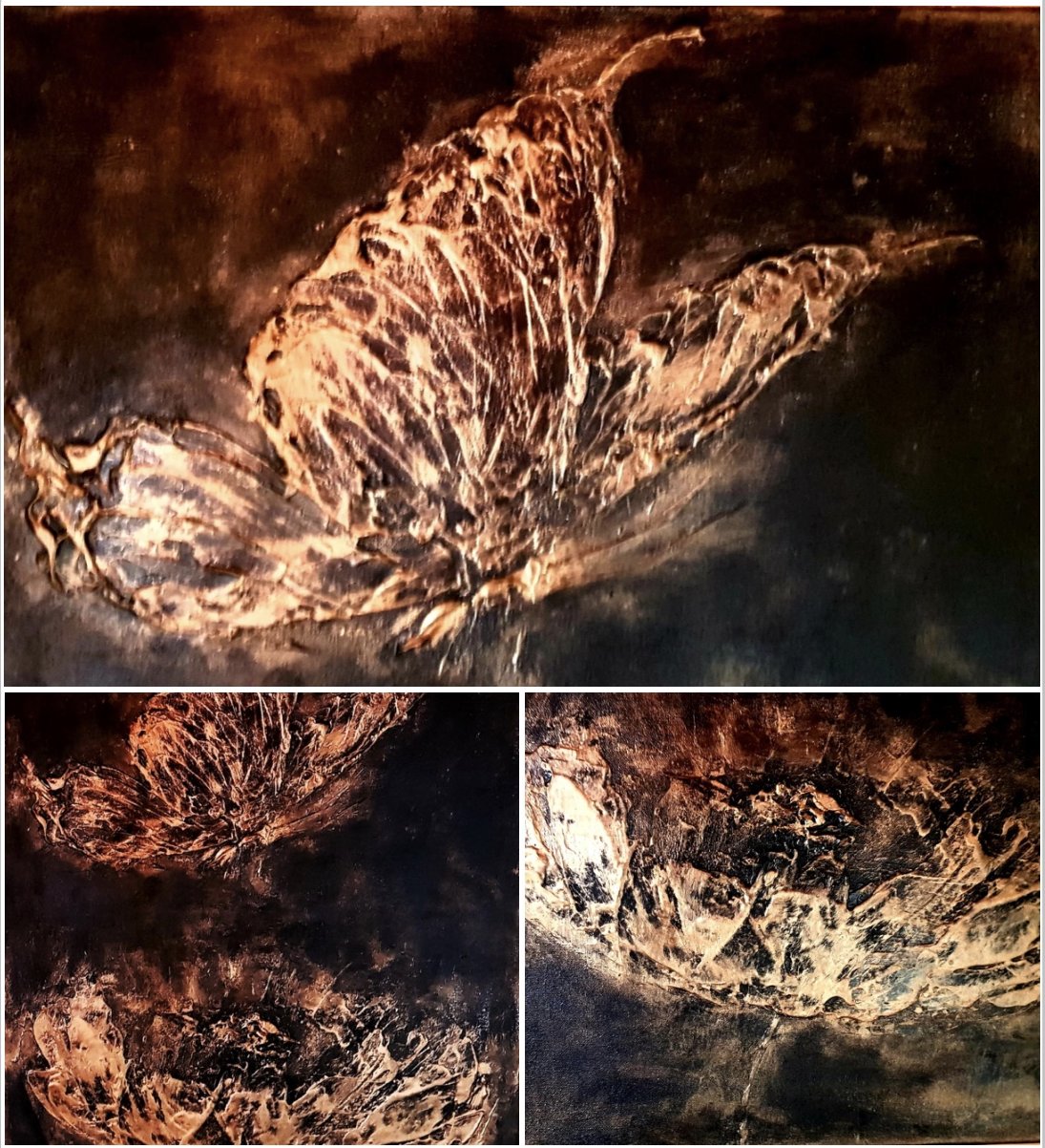 ArteDiAlina.com painting: when the bronze is light and blooms / La forza degli esseri fragili